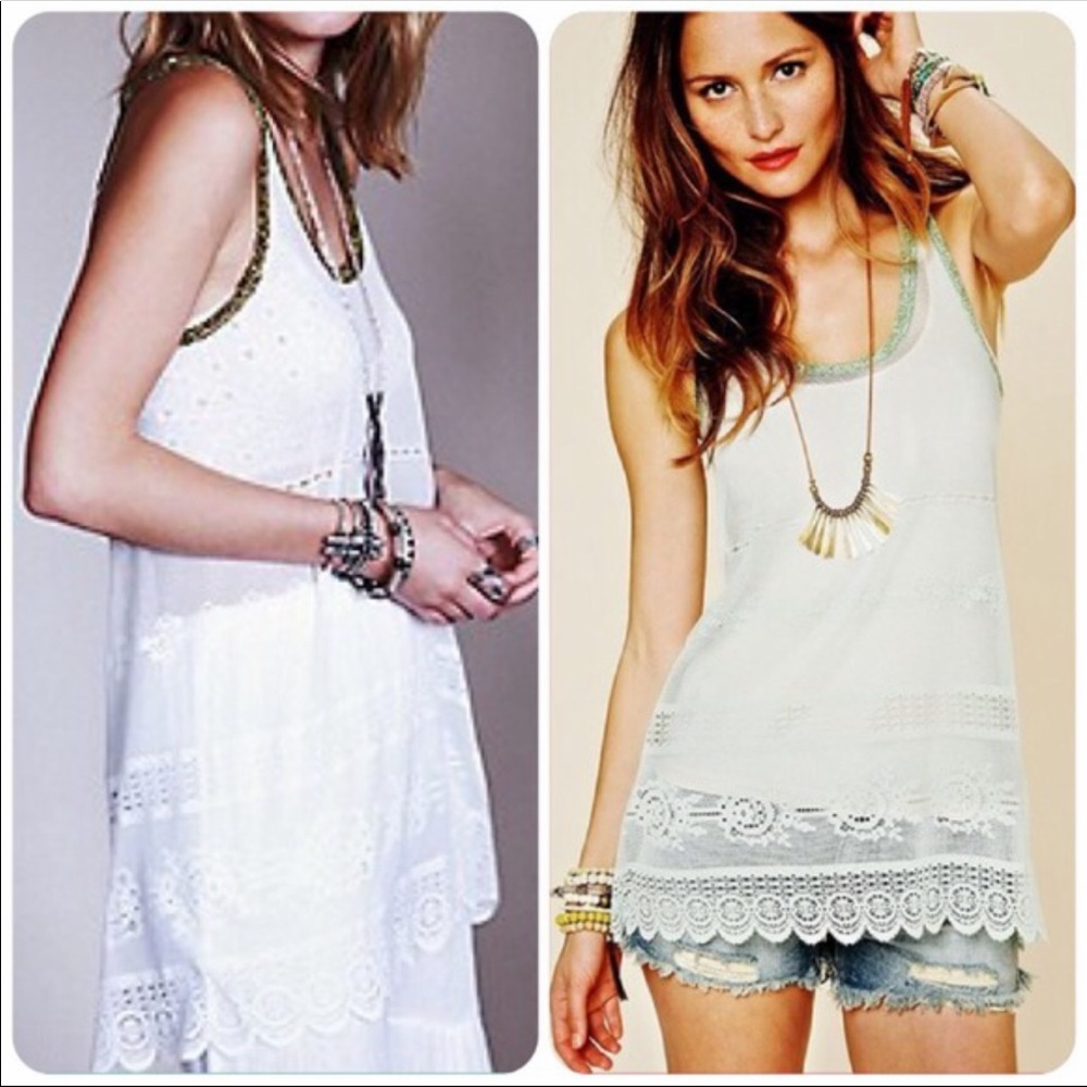 NWT! Free People Most RARE White Lace Tank Tunic NWT XS - Picture 1 of 7